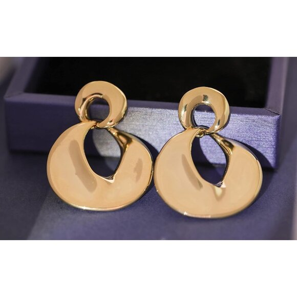 ⚡Gold Statement Drop Earrings for Women Chunky Retro Hoop Dangle Fashion Jewelry - Picture 2 of 7